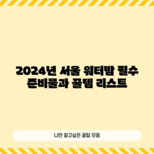2024년 서울 워터밤 필수 준비물과 꿀템 리스트